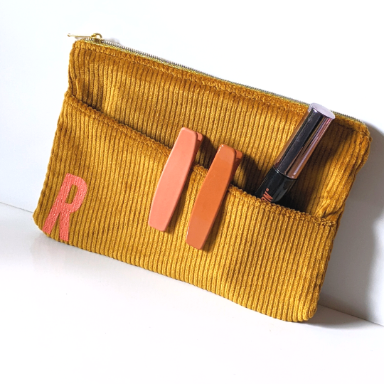  Holintan Corduroy Cosmetic Bags Makeup Pouch for Women